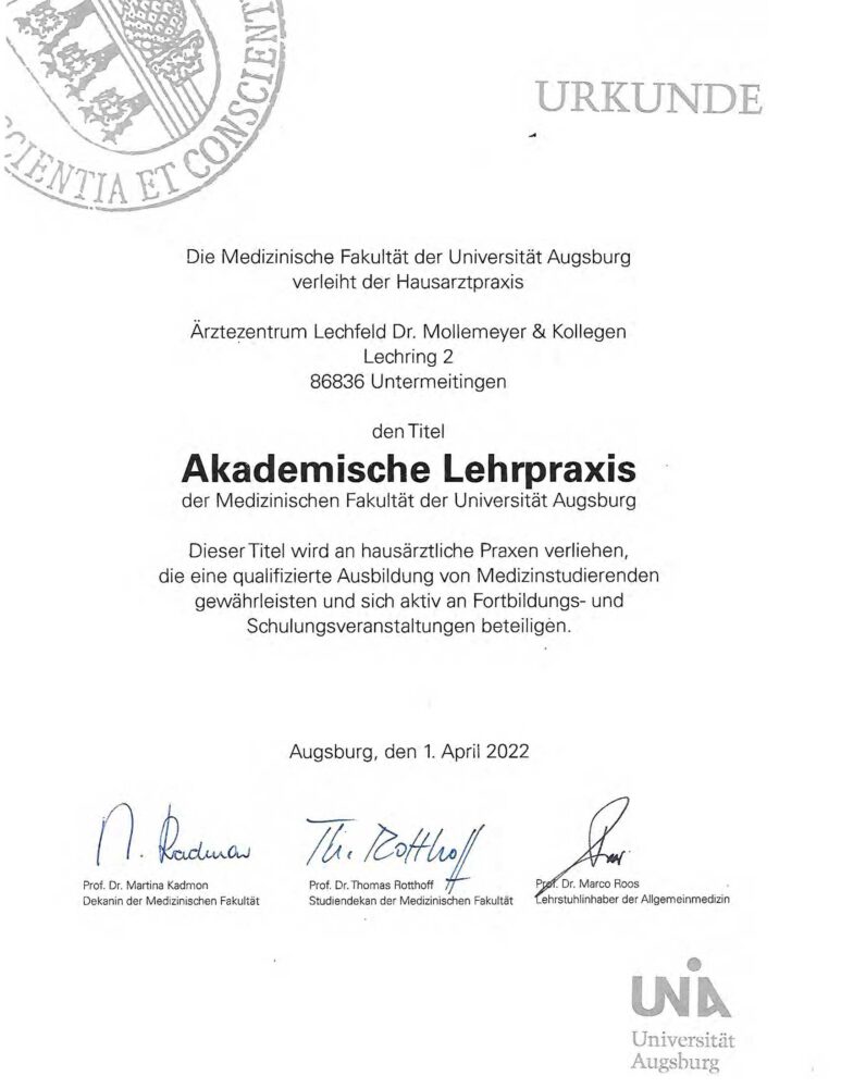 Wir sind Akademische Lehrpraxis der Universität Augsburg